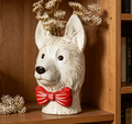 Ceramic Dog Head Flower Pot - German Shepherd Puppy Tie Flower Pot, Waterproof Unique Vase, Cute Pet Animal Flower Pot, Suitable for Indoor Plants, Shelf Desktop Decoration Statue