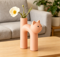 Pink Cat Lover Gift - Cute Animal Vase, Suitable for Dried Flowers, Reeds - Kawaii Bohemian Style Decoration, Suitable for Girl's Room, Desk, or Shelf - Gift for Women, Girlfriends, and Cat Moms